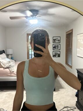 Nikibiki Light Mint Ribbed Crop Tank